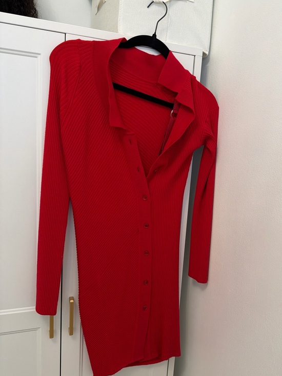 Jacquemus Dresses & Skirts - Jacquemus Bright Red Ribbed Button Cardigan